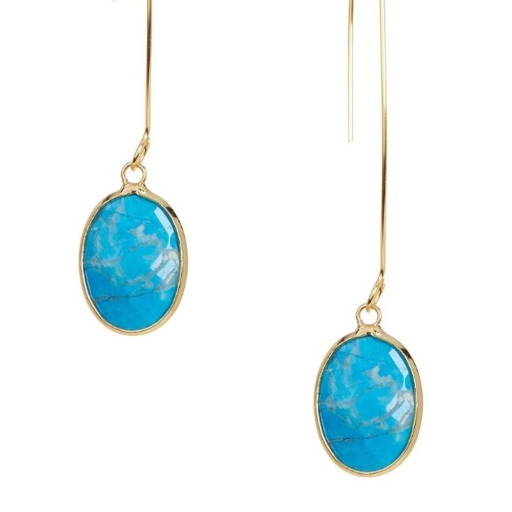 Sapanyu•Turquoise Bezel Set Endless Earrings